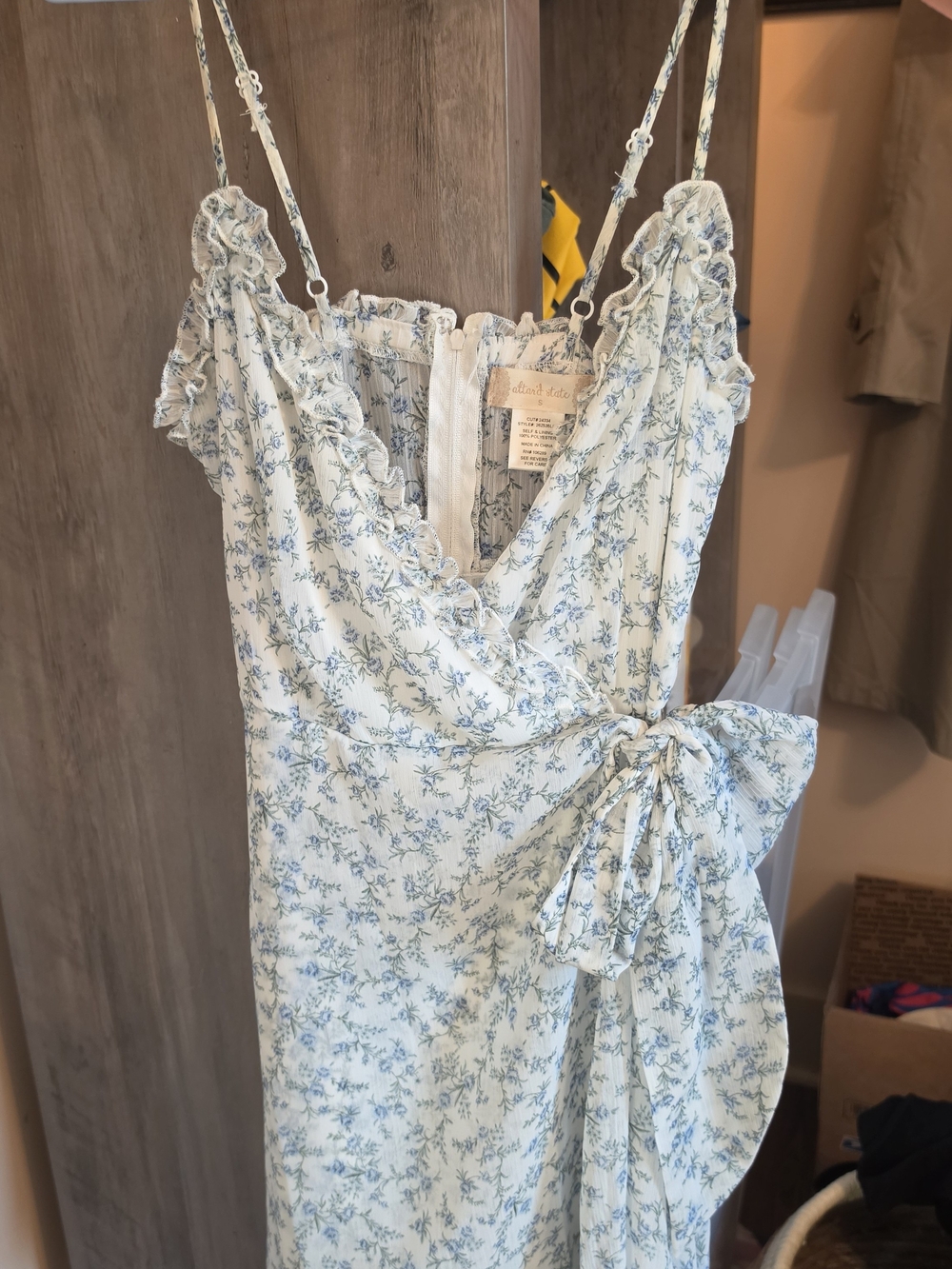 Altar'd State Light Blue Floral Mini Wrap Dress